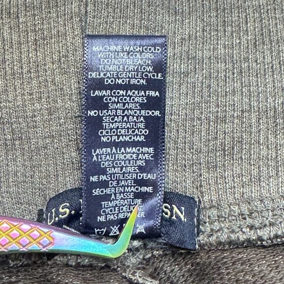 NWT US Polo Assn Womens Sz M Charcoal French Terry Sweatpants Slash Pockets - Picture 10 of 13